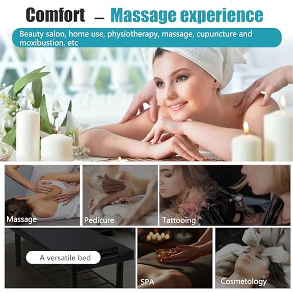 Hydrolysis-Resistant Spa Bed with 4-Inch Thick High Rebound Sponge Removable Headrest Shelving Frame Stable Load-Bearing System