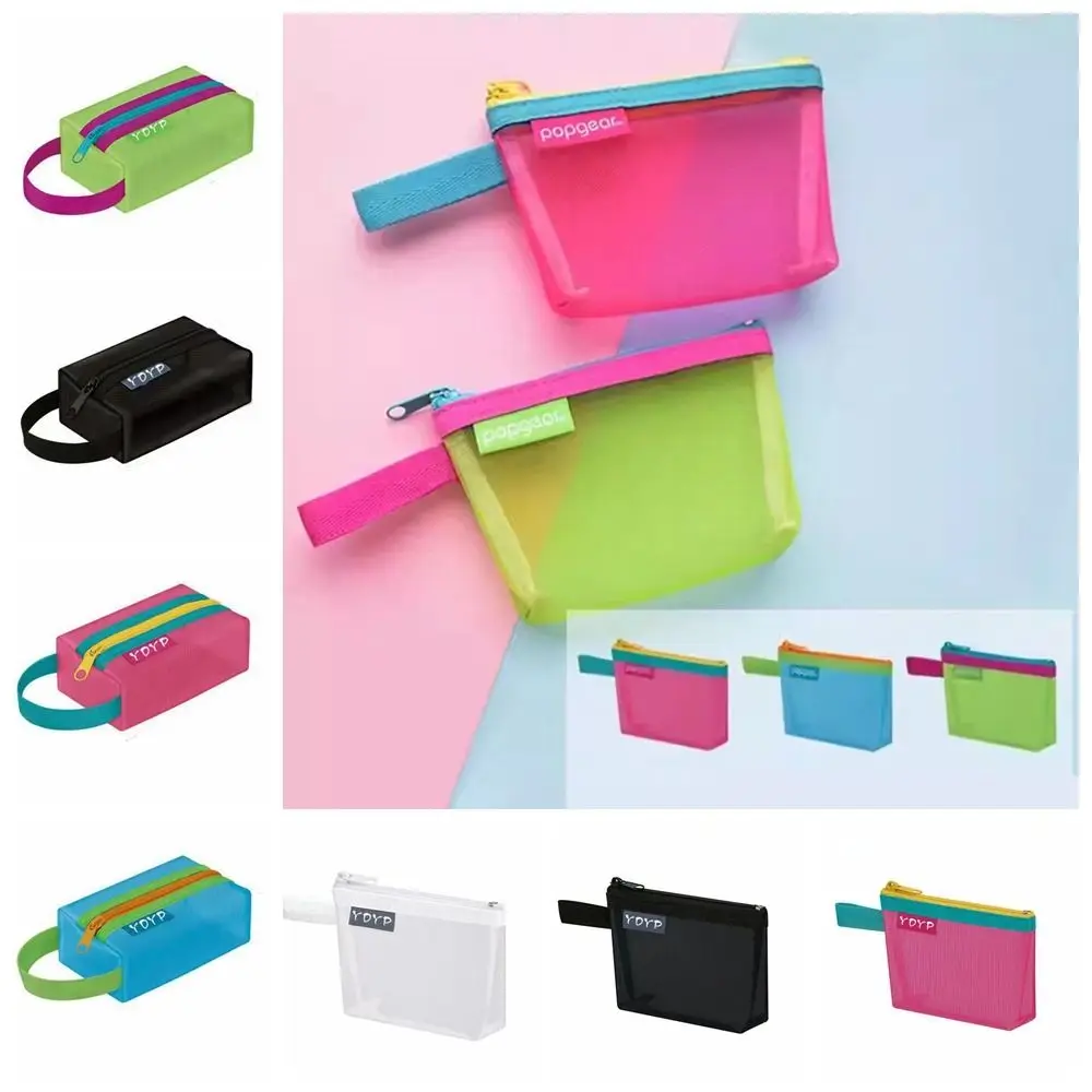 Portatarjetas de crédito de identificación, bolsa de almacenamiento de malla, bolsas de lápiz labial, monedero pequeño con cremallera, bolsa de archivo transparente, organizador de viaje