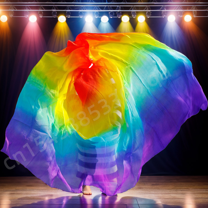 Véus De Seda De Dança Do Ventre Personalizado, Acessórios Rave, Desempenho De Palco, Mão Tingida Cor Gradiente, 100% Seda Real, Trajes De Véu