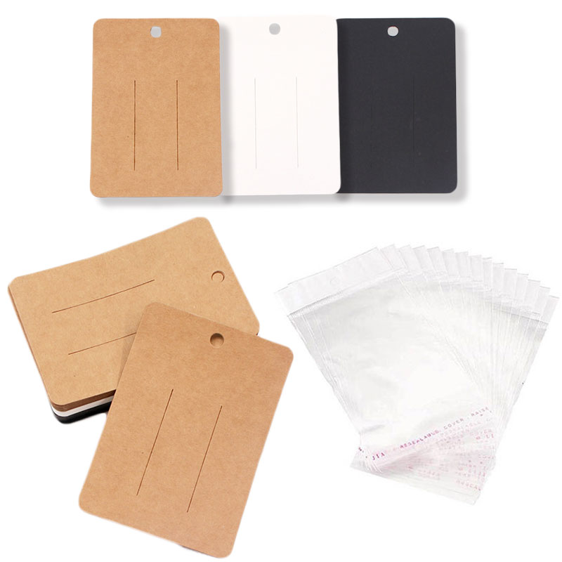 Bộ 50 7*10Cm Barrettes Kẹp Tóc Quy Cách Đóng Gói Thẻ Giấy Kraft Thẻ Cho Phụ Kiện Tóc Màn Hình Thẻ Tóc bao Bì Giá Các Thẻ