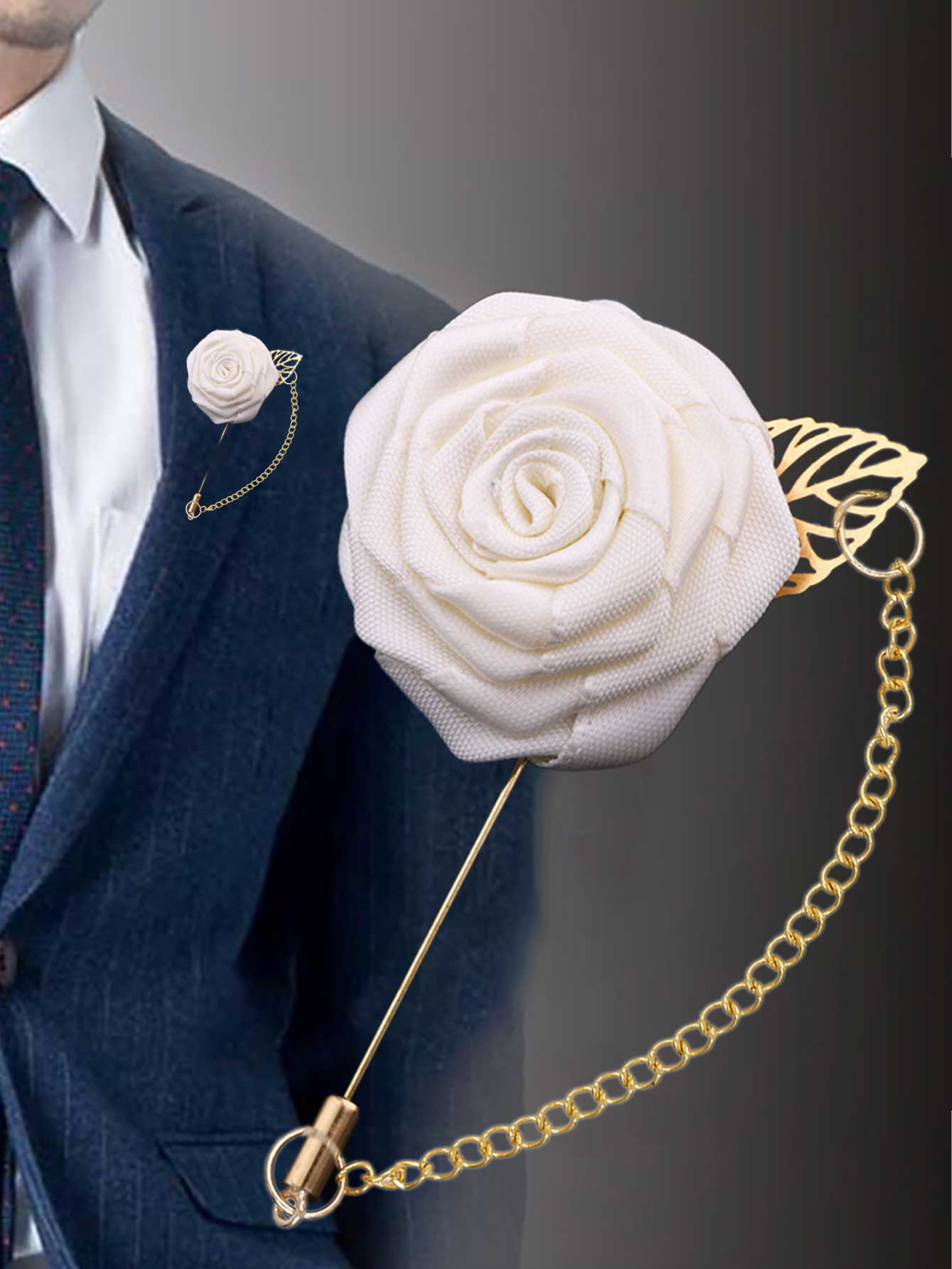 Pin de solapa de flores hecho a mano Premium para hombres, flor de Rosa de seda, alfileres de Boutonniere para hombres, boda, novio, fiesta de baile