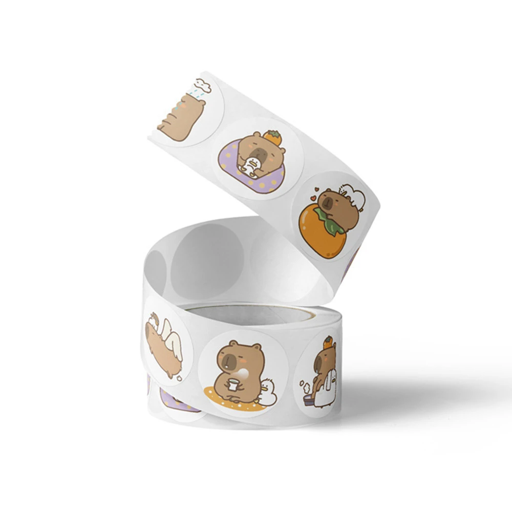 500pcs 롤 귀여운 Capybara 스티커 만화 애니메이션 낙서 미적 장식 수하물 노트북 컵 전화 책 어린이 스티커 장난감