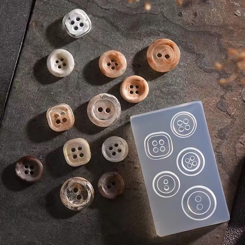 คริสตัลอีพอกซีเรซินแม่พิมพ์ปุ่มหัวเข็มขัดหล่อแม่พิมพ์ซิลิโคน DIY งานฝีมือเครื่องมือ