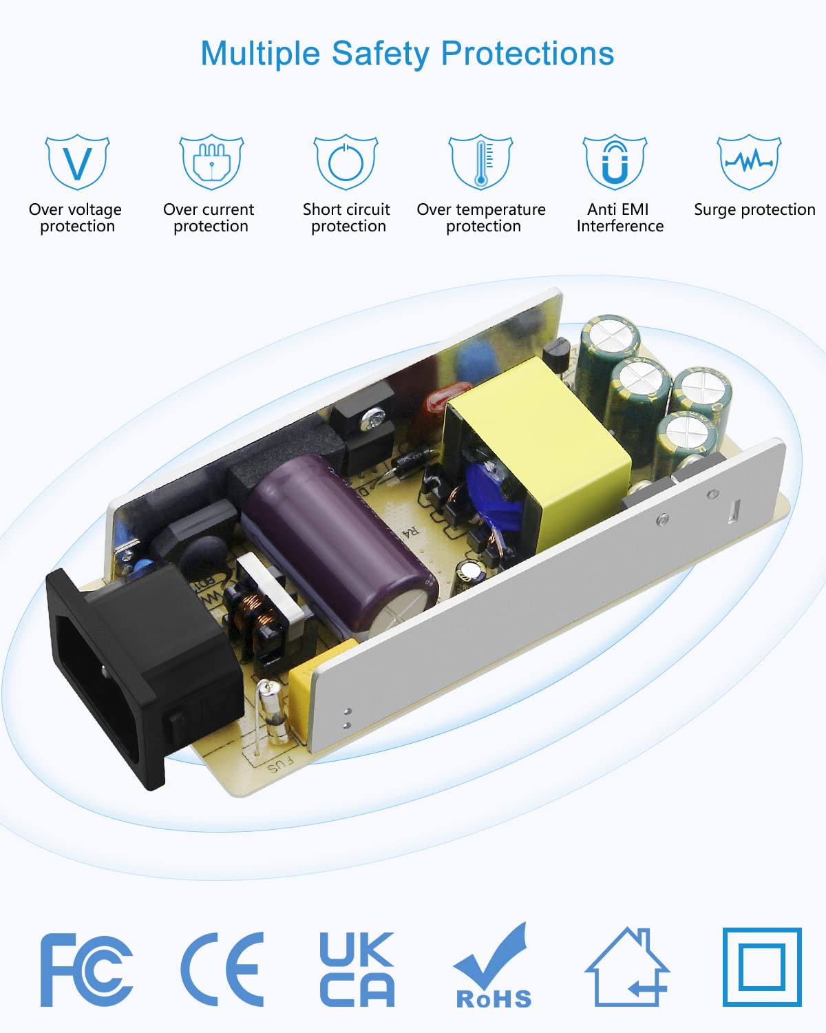 Convertitore adattatore di alimentazione AC100-240V a DC12V 10A DC5V DC24V PSU trasformatore con jack DC 5.5x2.1mm per striscia LED DVR CCTV