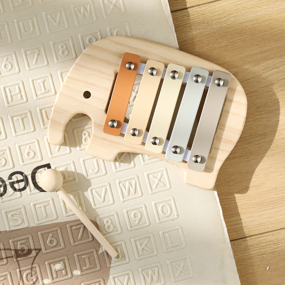 Hochet en Bois pour Bébé de 0 à 3 Ans, 1 Pièce, Éléphant, Xylophone, Jouets, Faire Son, Musique, Instruments pour Enfants