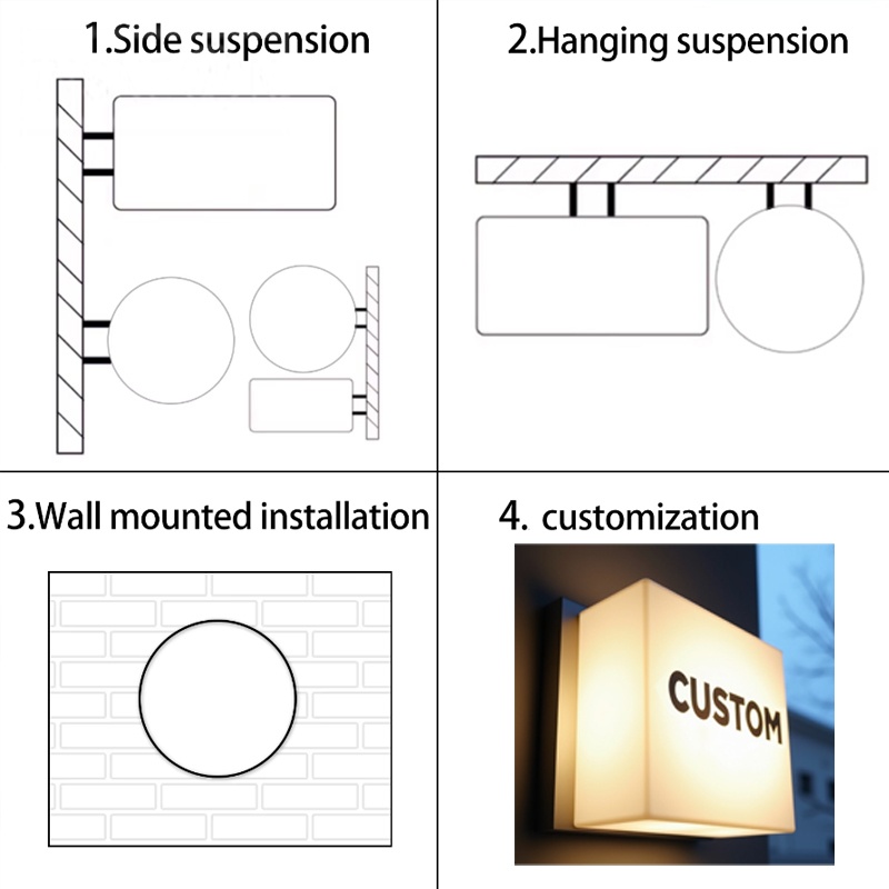 Professionelle kundenspezifische Acryl-LED-Leuchtkasten für den Außenbereich, wasserdicht, doppelseitig, Schaufenster, Wandbehang, Beschilderung, Display