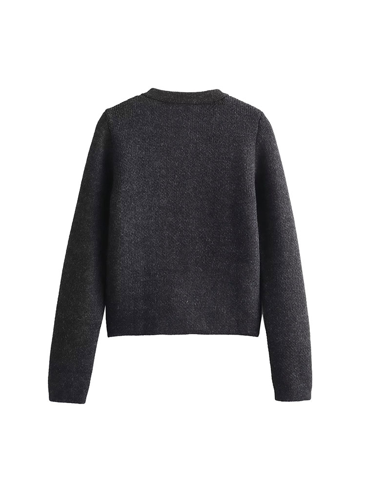 TRAF 2024, осенний вязаный облегающий женский кардиган, однобортный женский свитер с длинными рукавами и карманами, модный женский топ