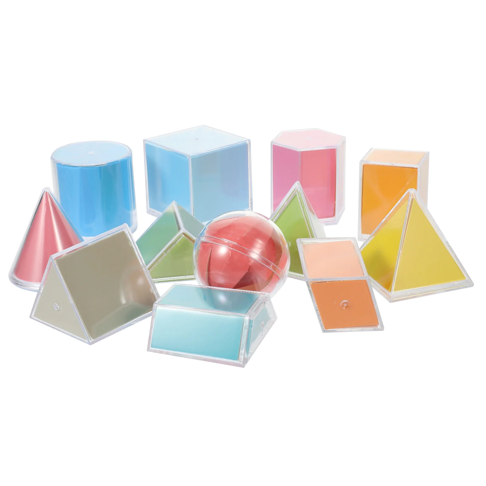 12Pcs Geometric Solids Set Perspective Geometry Model For Educational Blocks Toy Ruler Drafting Supplies Math Manipulatives