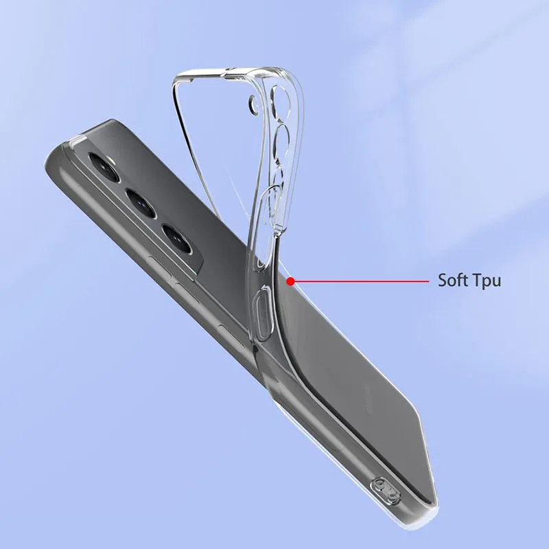 Funda blanda de silicona con protección completa para cámara Samsung Galaxy S23 S22 S21 Plus FE, funda trasera transparente, funda trasera ultrafina de TPU