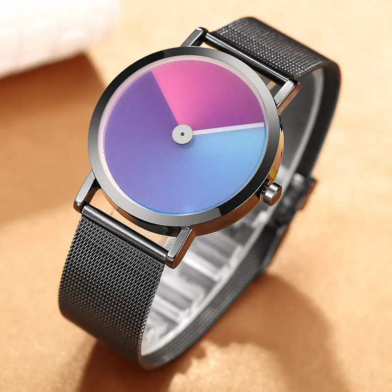Relojes creativos de matriz de puntos a la moda para Hombre, Reloj de cuarzo con banda de malla de acero negro Paidu, relojes deportivos para Hombre, Reloj Heren Horloge para Hombre