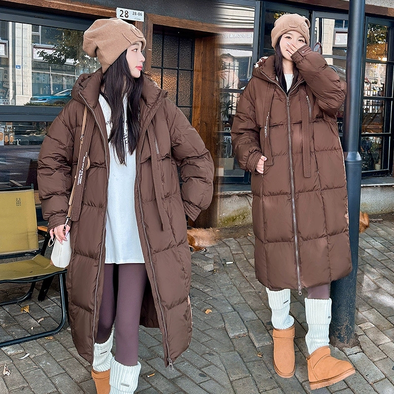 Frauen Winter Lange Baumwolle Mantel 2025, Neue Warme Verdicken Baumwolle Gefütterte Jacke Koreanische Lose Mit Kapuze Parkas Mantel Frauen Outwear