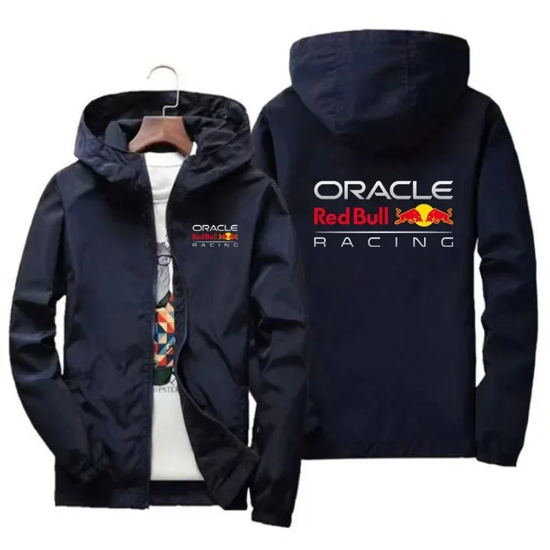 Red Bull logotipo equipe de corrida primavera e outono jaqueta masculina à prova d'água corta-vento casual moda esportiva masculina moda ao ar livre