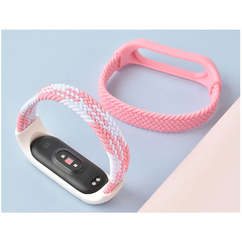 Braided Solo Loop สําหรับ xiaomi Mi band 7 สายนาฬิกาไนลอน NFC สร้อยข้อมือสมาร์ท Miband6 เข็มขัด correa บน Mi band 7 6 5 4 3