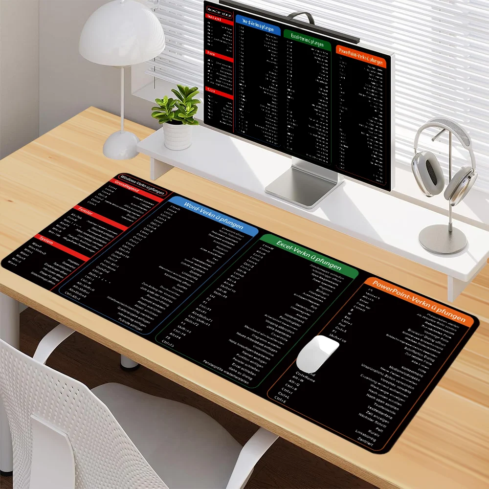 Немецкий Excel сочетает с узором, большой коврик для мыши, офисный настольный коврик, коврик для компьютерной клавиатуры, начинающий подарок для офисных работников, студентов