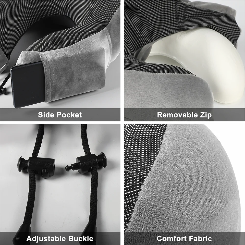 Memory Foam Cuscino a forma di U Supporto per il collo Viaggio Studente portatile Aiuto per dormire Cuscino per aereo Schienale Cuscino per il collo Cuscino per il collo