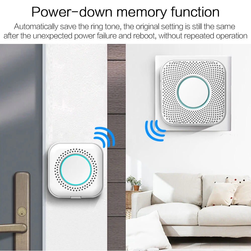 Kit de timbre de puerta inalámbrico para exteriores, timbre con Control remoto para el hogar, cambio de volumen de múltiples tonos de llamada