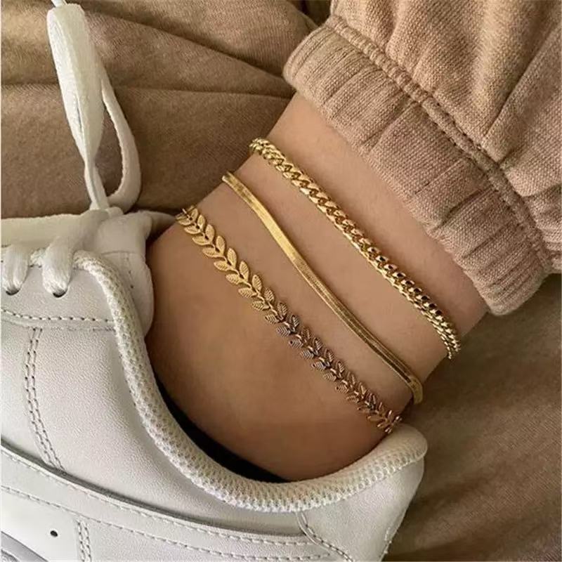 Summer Beach Exquisite 3 layer Chain Anklet, Suitable For Friends The Best Gift