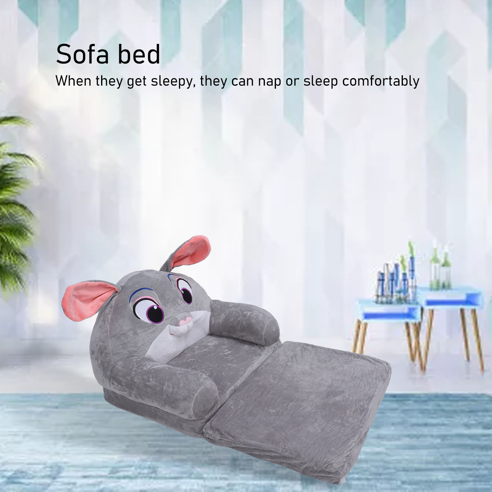 Canapé pliant pour enfants, dessin animé, éponge détachable, Convertible, large main courante, ventilé pour chambre d'enfant