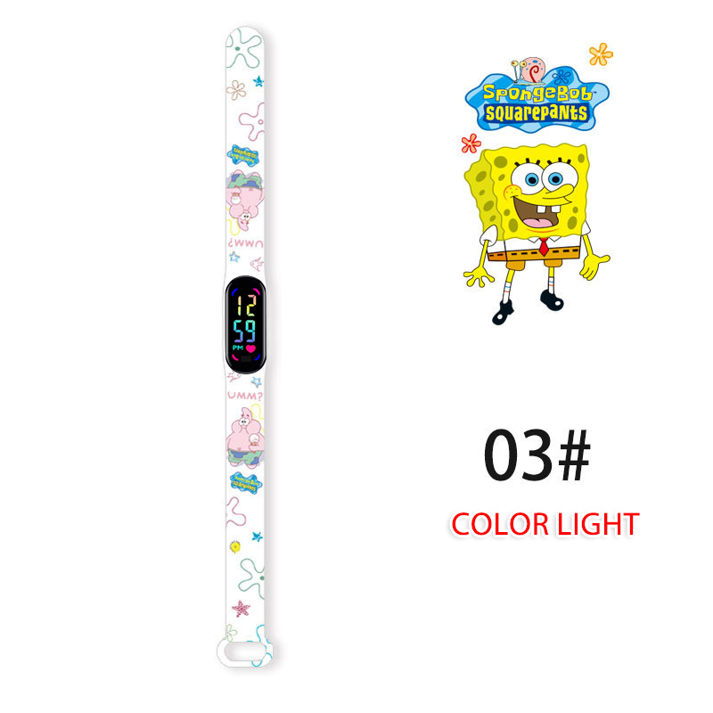 Novo bob esponja crianças pulseira calças quadradas dos desenhos animados anime crianças relógios brinquedo toque à prova dwaterproof água relógio eletrônico presente