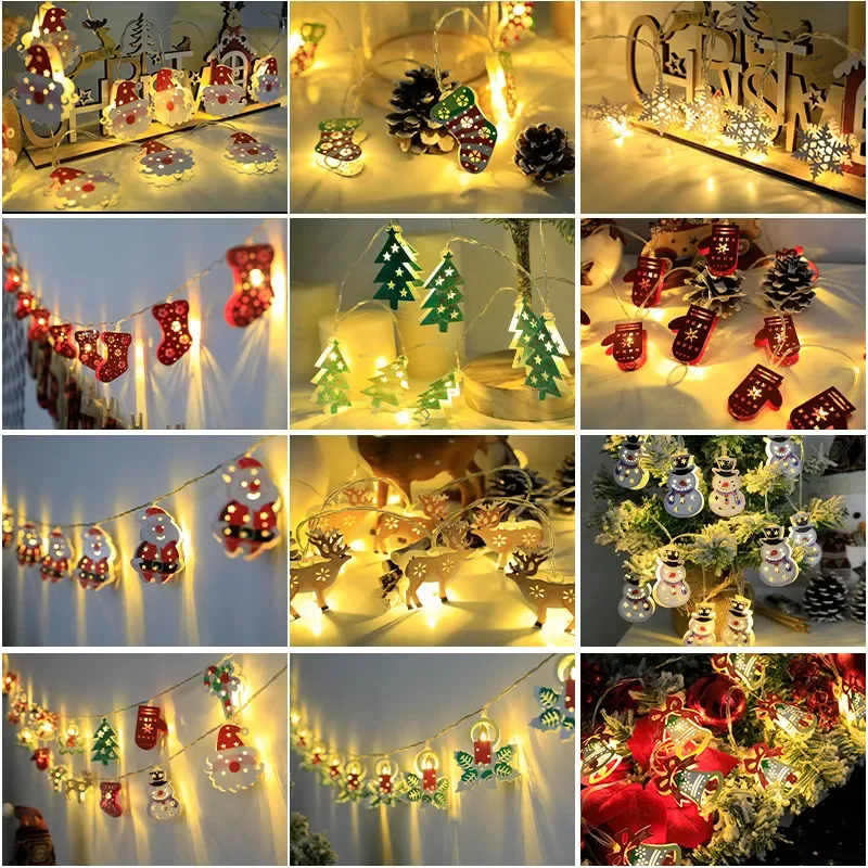Świąteczne oświetlenie LED String Santa Claus Elk Snowman Xmas Ornament String Light Dekoracje świąteczne 2023 Nowy Rok Navidad Gift