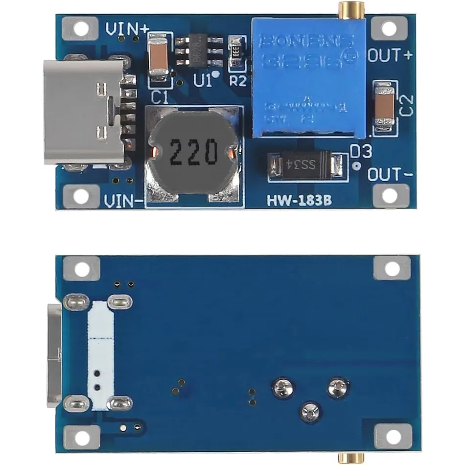 10 pces mt3608 ajustável step up módulo regulador de tensão micro usb tipo-c plug 2v-24v para 5v-28v 2a step-up DC-DC conversor de impulso