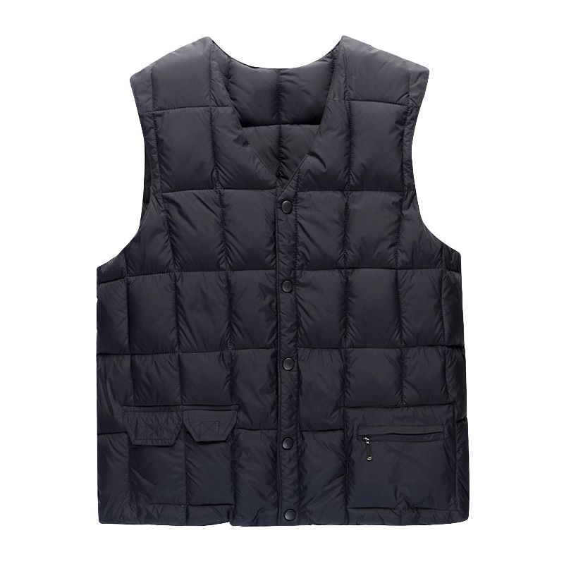 Mens Vest Jacket เสื้อแขนกุดฤดูหนาวหนาน้ําหนักเบาเสื้อกั๊กยี่ห้อหลวมผ้าฝ้ายเบาะ V คอปุ่มเสื้อ XL-5XL