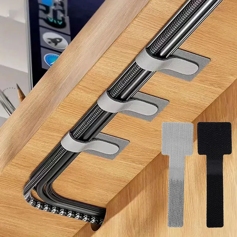 Bridas para cables reutilizables, organizador de cables de sujeción, soporte para cuerda, correas organizadoras de cables ajustables autoadhesivas, gestión de escritorio