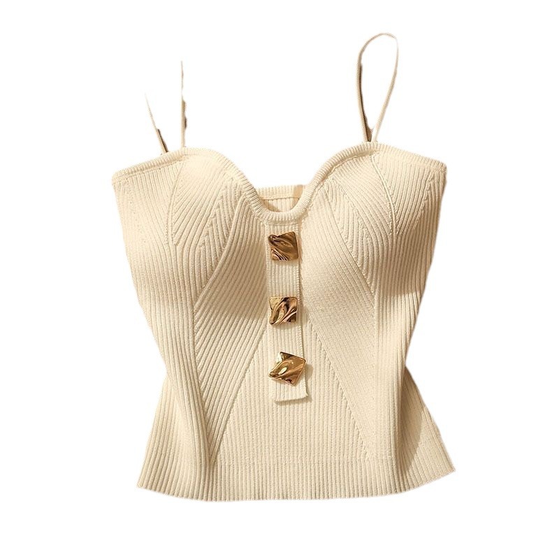 1-teiliges Sommer-Unterhemd im neuen gehobenen kleinen Parfüm-Stil, gestricktes Brust-Neckholder-Unterhemd, Unterhemd im äußeren Damen-Stil