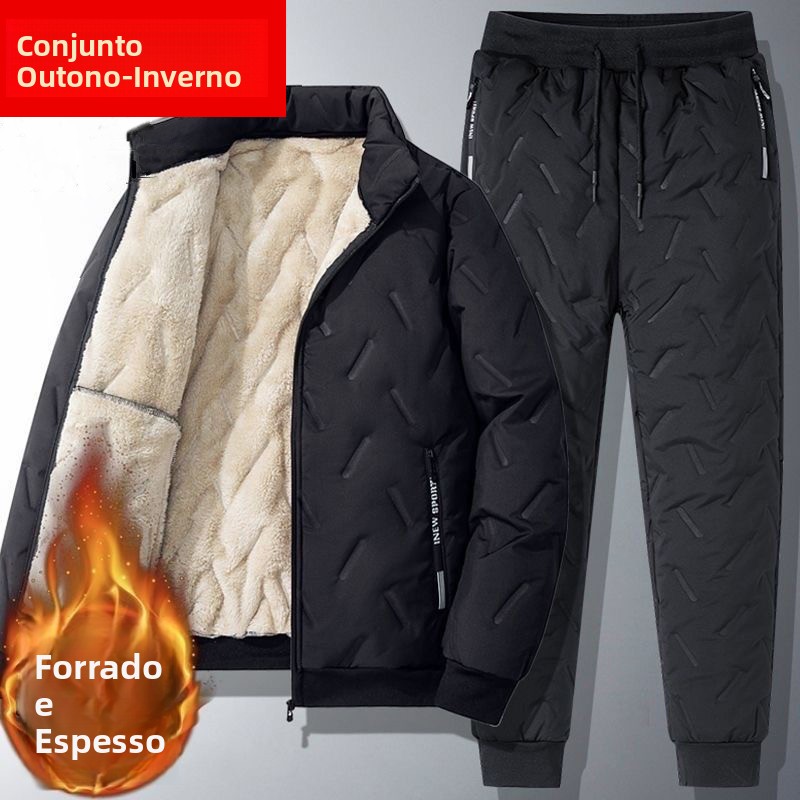 Conjunto Estiloso de Outono Inverno em Veludo de Cordeiro, Tamanho ande, Roupas de Inverno em Fce, Jaqueta Masculina ...