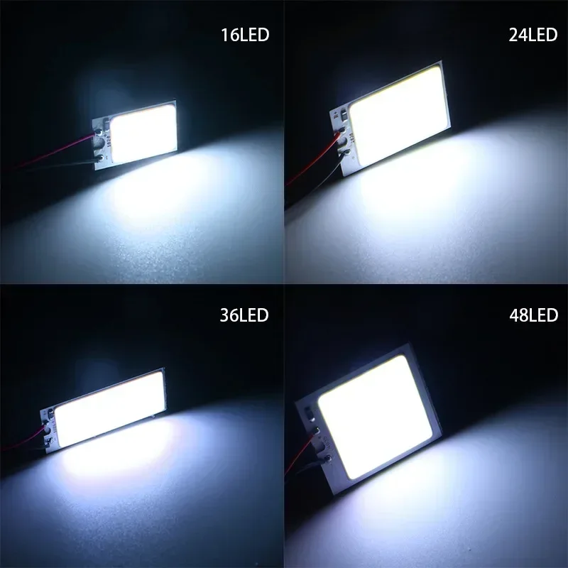 4 PCS อุปกรณ์ตกแต่งภายในรถยนต์ 18/24/48 SMD T10 4W 12V COB ภายในรถแผงไฟ LED หลอดไฟรถโดมรถแผง
