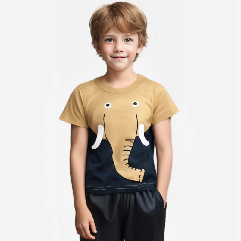 2025 Estate Bambini 3D Cartoon T-shirt per il ragazzo Stampa animale Dinosauro Squalo Ragazzi T Shirt Ragazze Top Tees Cartoon Abbigliamento per bambini
