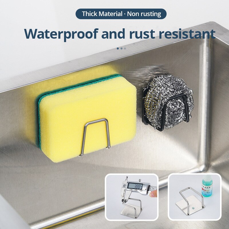 Küche 304 Edelstahl Waschbecken Regal Schwämme Lagerung Holde Klebstoff Ablauf Trocknen Rack Wand Haken Lagerung Organizer Zubehör
