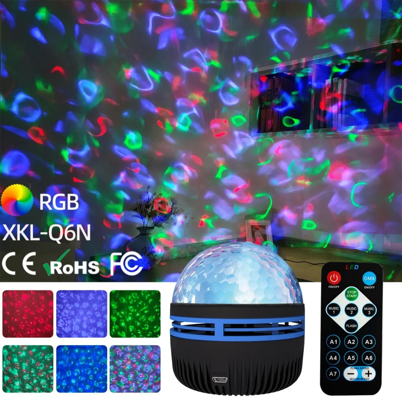 Projektor USB Galaxy Aurora 5V Lampka Nocna 360 °   Obrotowe kolorowe lampki nocne GB z pilotem do dekoracji sali kina domowego