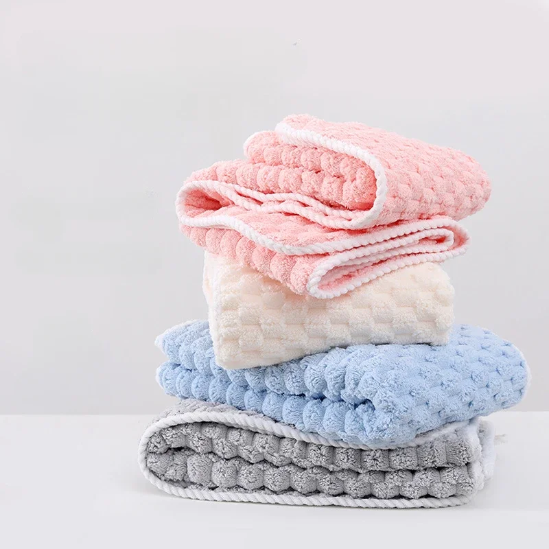Serviette de visage en molleton de corail doux et épais, 1 pièce, Absorption d'eau et séchage rapide, couleur unie, pour salle de bain