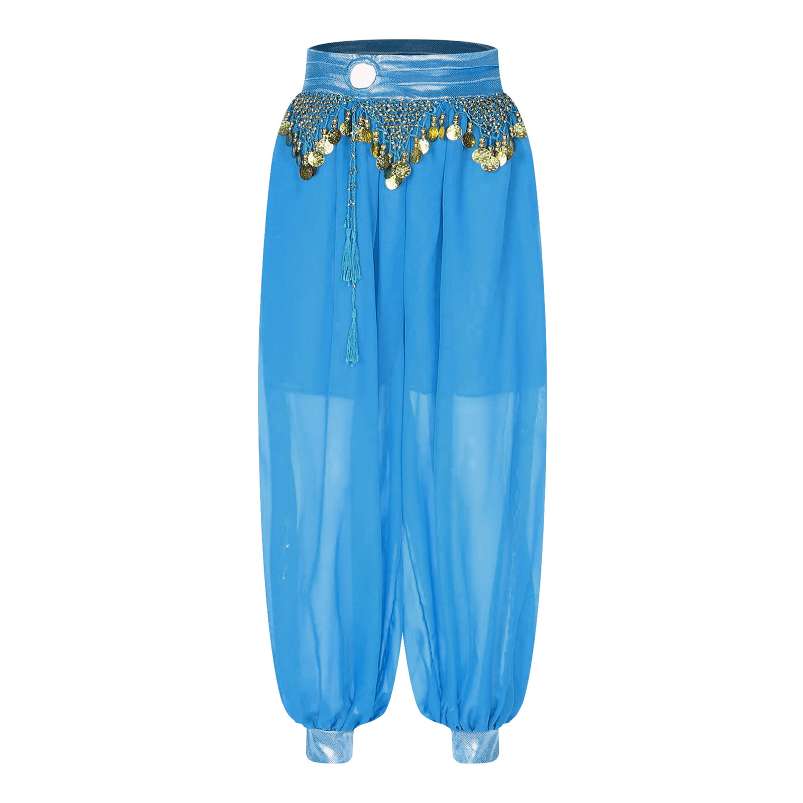 Pantaloni Harem da danza del ventre da donna Costume di carnevale di Halloween Pantaloni con nappe con paillettes Pantaloni larghi per spettacoli di danza araba tribale