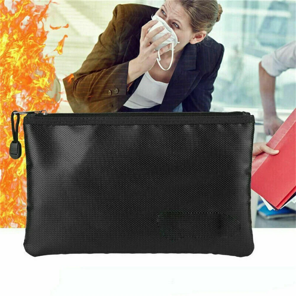 Waterproof e à prova de fogo sacos do dinheiro do saco do documento malote seguro do armazenamento com suporte do envelope do arquivo do dinheiro do zíper para o escritório home