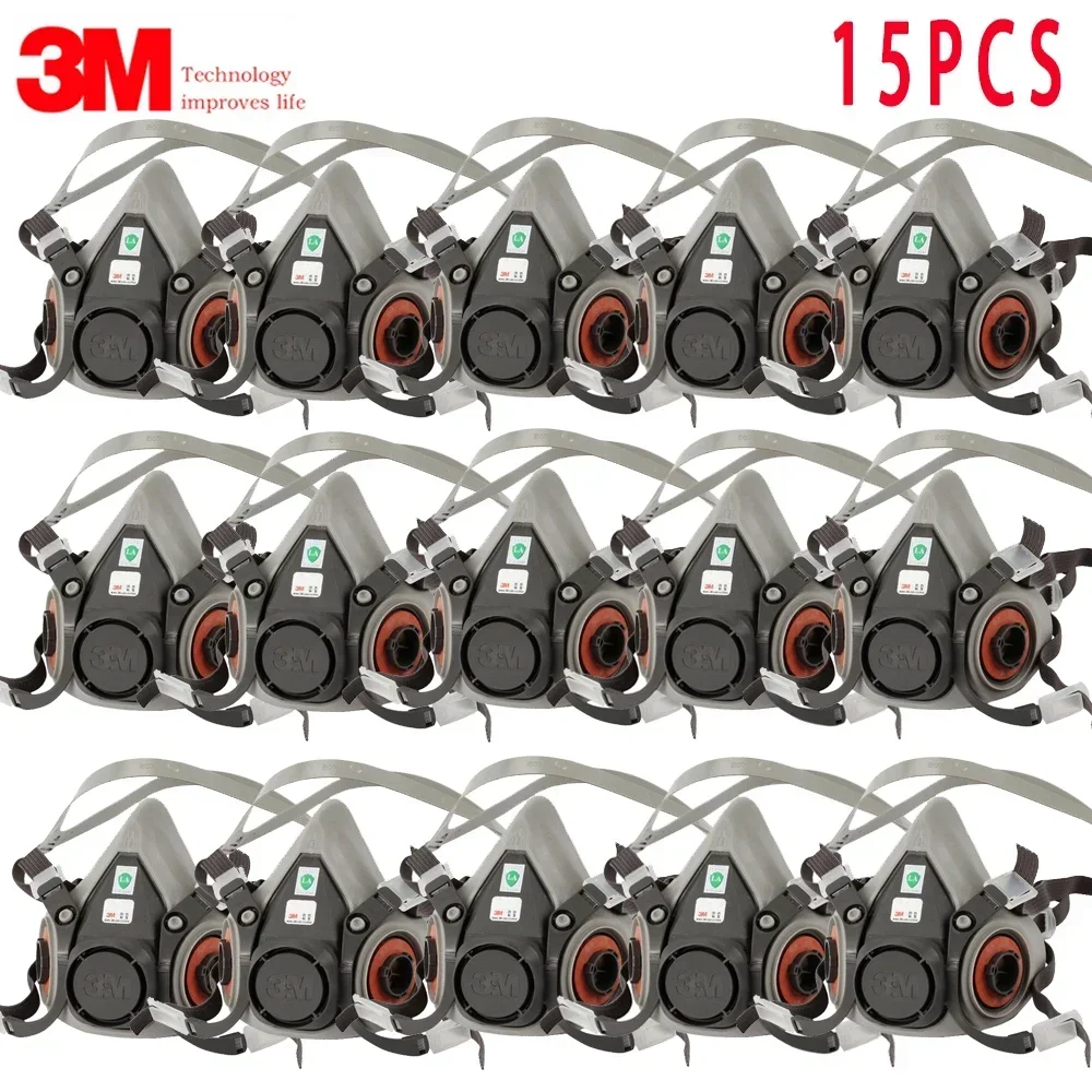 Máscara de Gas 15p 3M 6200 para decoración de pintura en aerosol, máscara de polvo químico, protección corporal, filtro de vapor tóxico, respirador, media máscara reutilizable