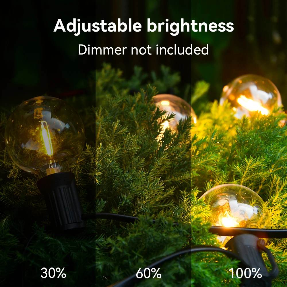 G40 Luci a stringa per esterni a LED 15M Luci a sfera infrangibili Luce a festone a LED per illuminazione decorativa da giardino con portico cortile
