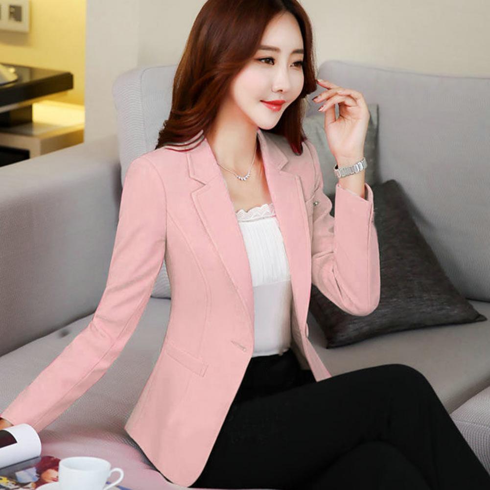 Senhoras formais terno jaqueta elegante cor sólida temperamento fino ajuste coreano terno casaco feminino blazer streetwear