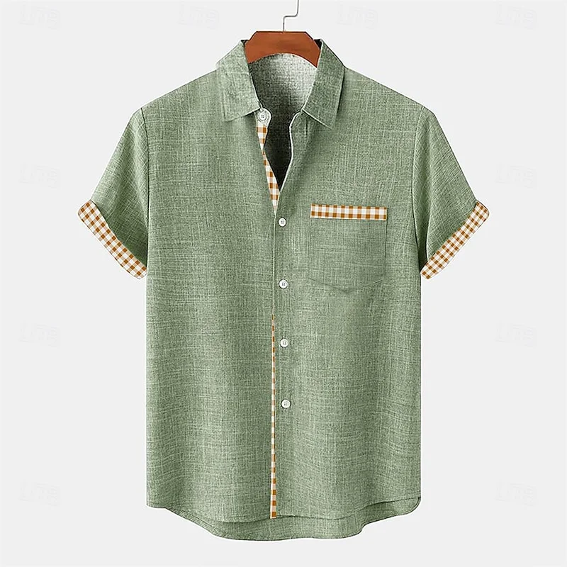 Tops de lino transpirables para hombre, moda informal hawaiana, calle al aire libre, playa, playa, camiseta ligera para hombre, talla grande