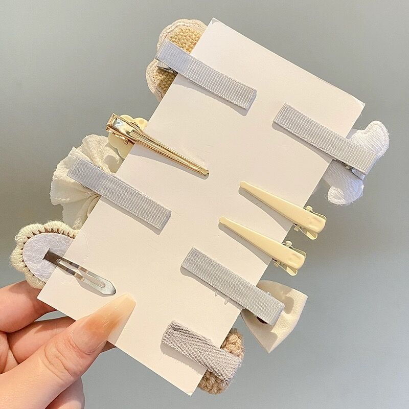 9 個女の子ヘアクリップ漫画クマの花の弓の装飾ヘアピンサイドかわいいぬいぐるみブラウンアクセサリー