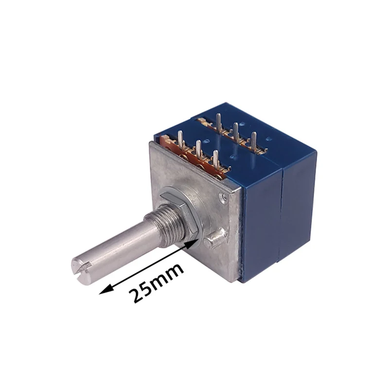 Potenciómetro giratorio de Audio Original Alps Rk271 Serie 5k 10k 20k 50k 100k 250k 500k unidad dual 6 pines ranurado 25mm mango 10 ~ 500kax2