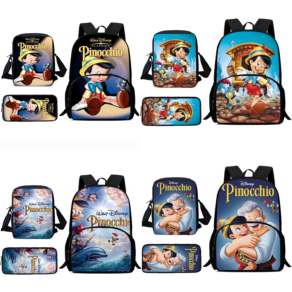 Mochilas infantis anime pinóquio bolsa de ombro estojo de lápis pupila bolsas escolares de grande capacidade para meninos meninas melhor presente