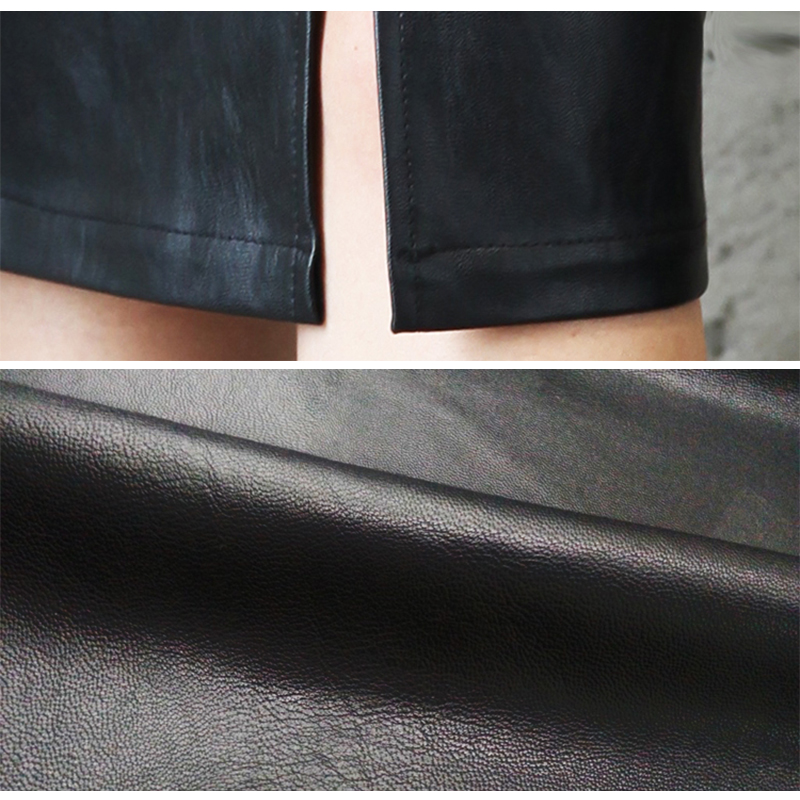 Zwart Lederen Rok Vrouwen 2024 Herfst Midi PU Kokerrok Kantoor Sexy Pakket Hip Voor- of Achterkant Slit Rokken 5XL