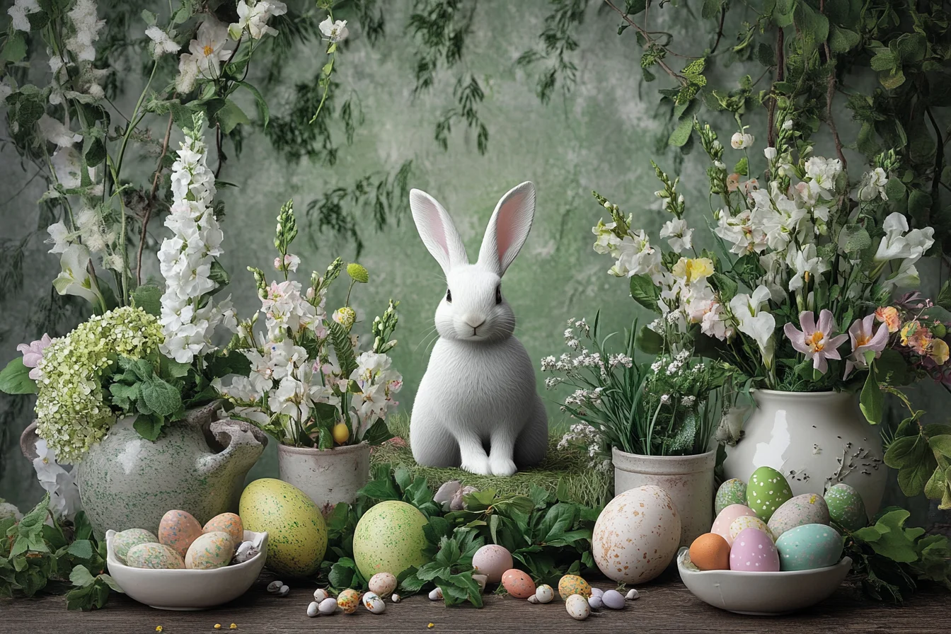 Happy Easter Backdrops Photography Banner Decorations Bunny Grassland Rustic Wood Background Eggs Banner for Jesus Easter Spring