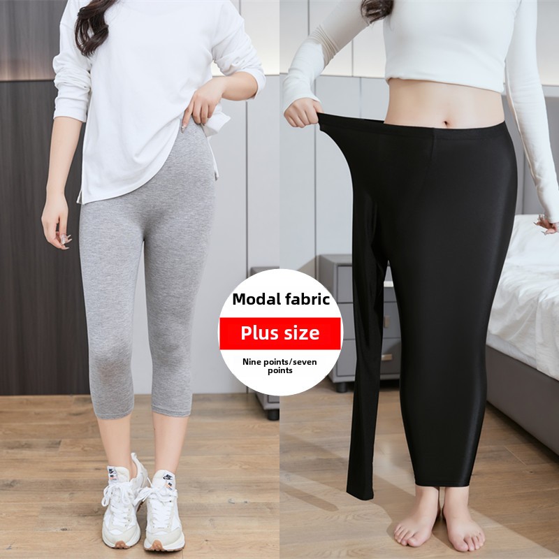 High Waist Modal Nine-Five Women's Bottoming Pants Comfortable Elastic Seven-Five Pants Summer plus Size Outerwear