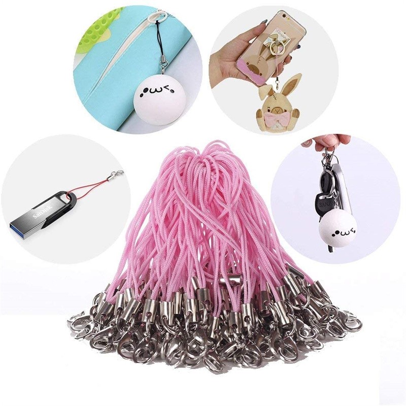 10/50 個ストラップラリアットストラップコードクラスプロープキーホルダー携帯電話フックキーリングバッグアクセサリーキーリング作成用品材料