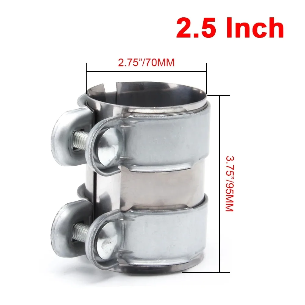 Universal 2"/2.5" Exhaust Clamp, Lap Joint+Bolts Band Flanges Clamp for Secure Sealing, for Mufflers Downpipes Catback Systems