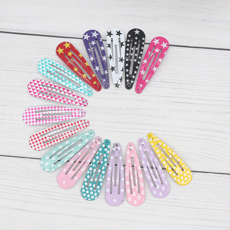 20-100 шт., милые красочные заколки из сплава с каплями воды, заколки для волос для девочек, заколки для волос с принтом Bb, заколки для волос, головные уборы, детские аксессуары для волос