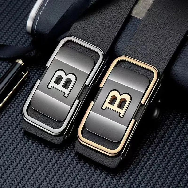 Fivela automática desdentado masculina nova moda cinto com botão carta negócios moda cinto de alta qualidade festival presente seleção